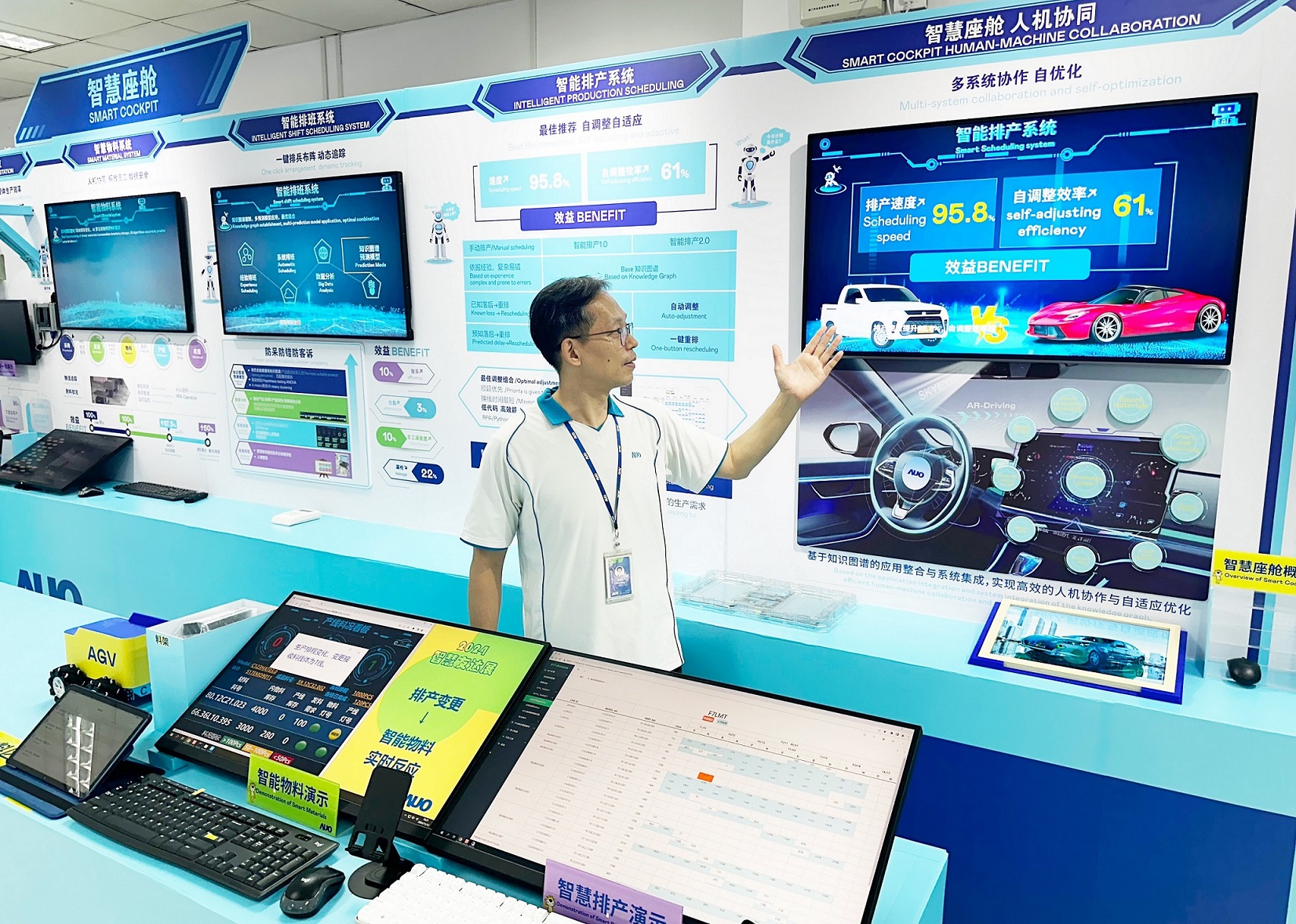 友達(dá)廈門將5G+ABC技術(shù)串聯(lián)生產(chǎn)管理全流程，打通研發(fā)、採購、生管、製程、設(shè)備、品質(zhì)等產(chǎn)品全生命週期製造流程，完成數(shù)位化設(shè)計(jì)、智慧供應(yīng)鏈、智慧座艙、全流程設(shè)備管理、資料驅(qū)動(dòng)優(yōu)化、智慧線上檢測(cè)、智慧品管等自我調(diào)整生產(chǎn)模式升級(jí)